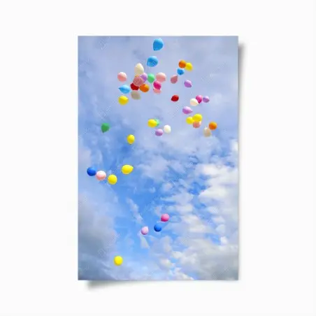 Poster bunte luftballons steigen in den himmel – Wallnifity®