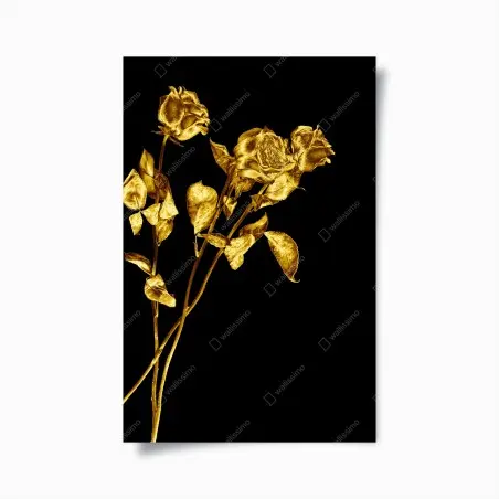 Poster goldene rosen vor schwarzem hintergrund – Wallnifity®