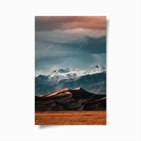 Poster wüstendünen vor schneebedeckten gipfeln – Wallnifity®