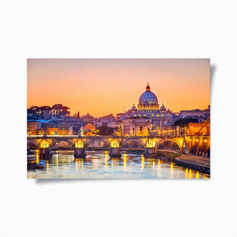 Poster sonnenuntergang über dem Petersdom und dem Tiber