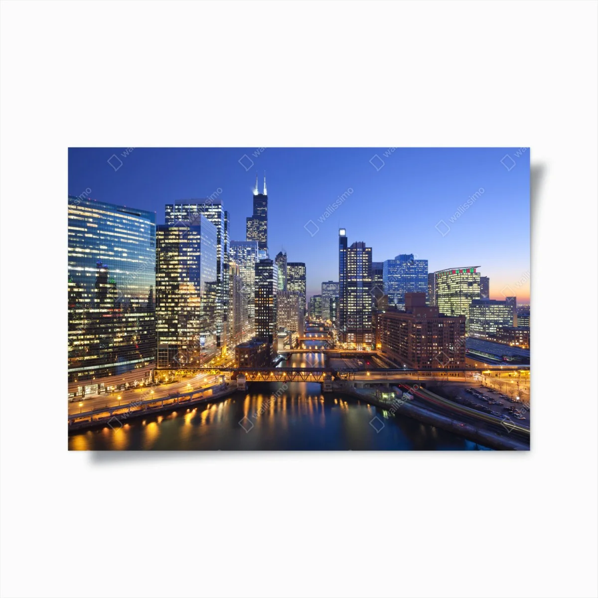 Poster Chicago skyline bei dämmerung – Wallnifity® Poster Chicago skyline bei dämmerung – Wallnifity®