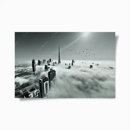 Poster neblige skyline von Dubai über den wolken – Wallnifity®