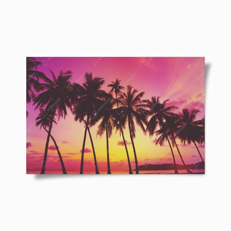 Poster tropischer sonnenuntergang mit palmen, Thailand
