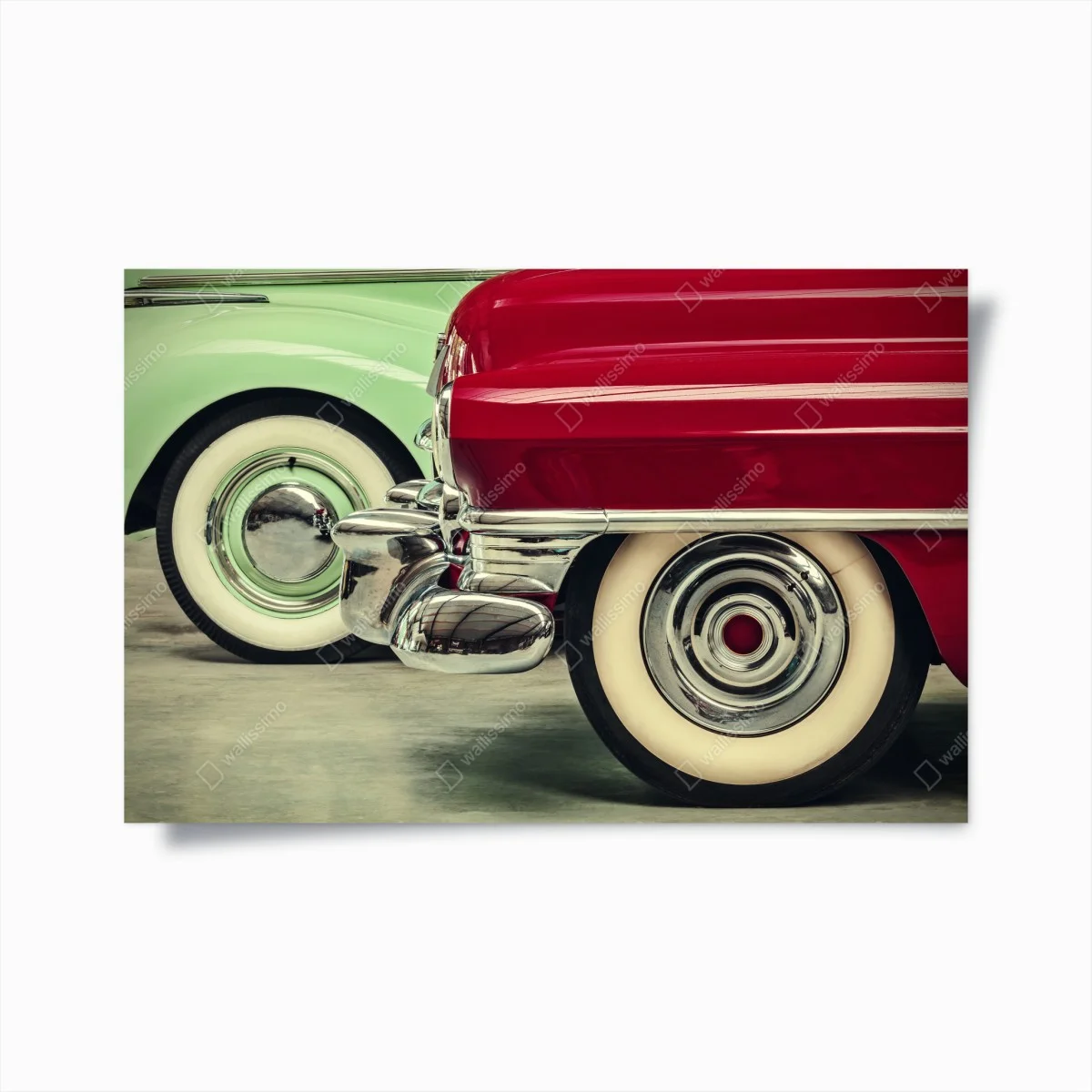 Poster nahaufnahme klassischer autos in rot und mint – Wallnifity® Poster nahaufnahme klassischer autos in rot und mint – Wallnifity®