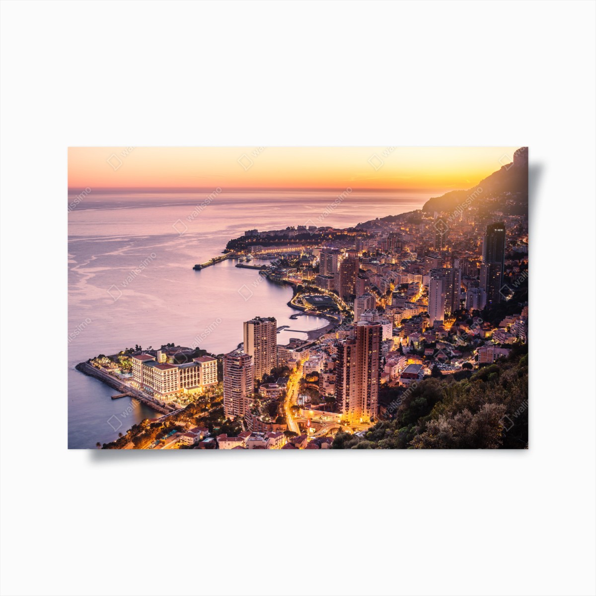 Poster sonnenuntergang über der städtischen küstenlinie – Wallnifity®