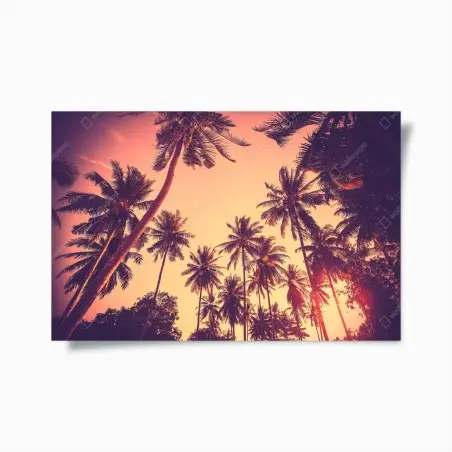Poster vintage tropischer sonnenuntergang mit palmen – Wallnifity®