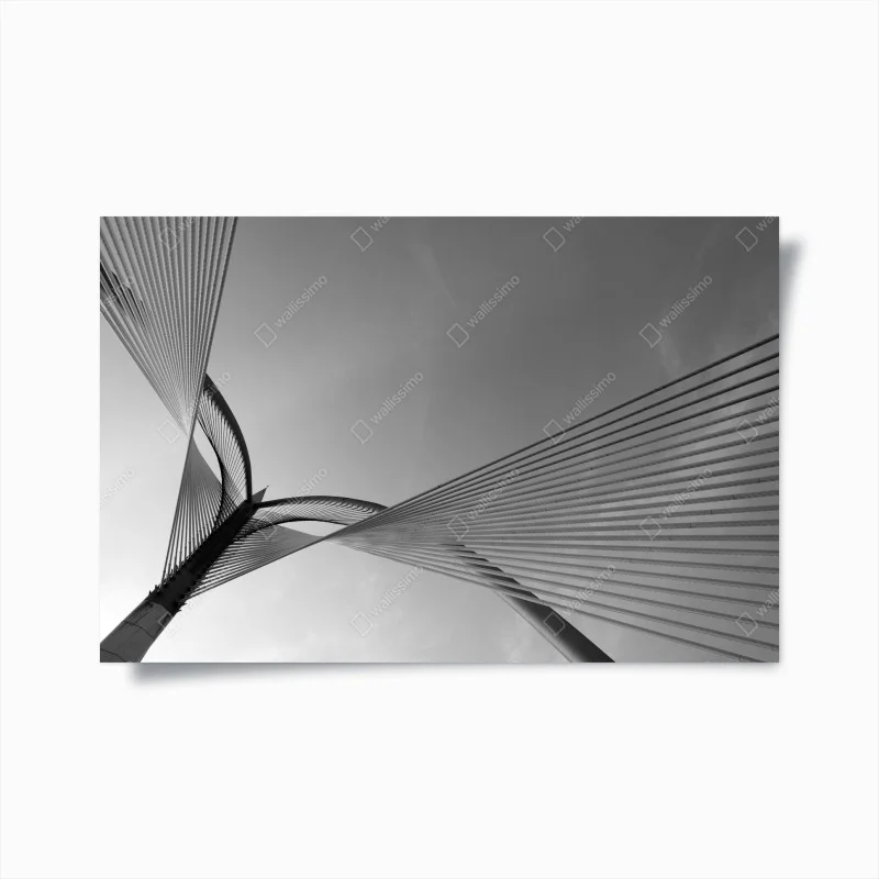 Poster monochrome brücke mit geometrischen linien