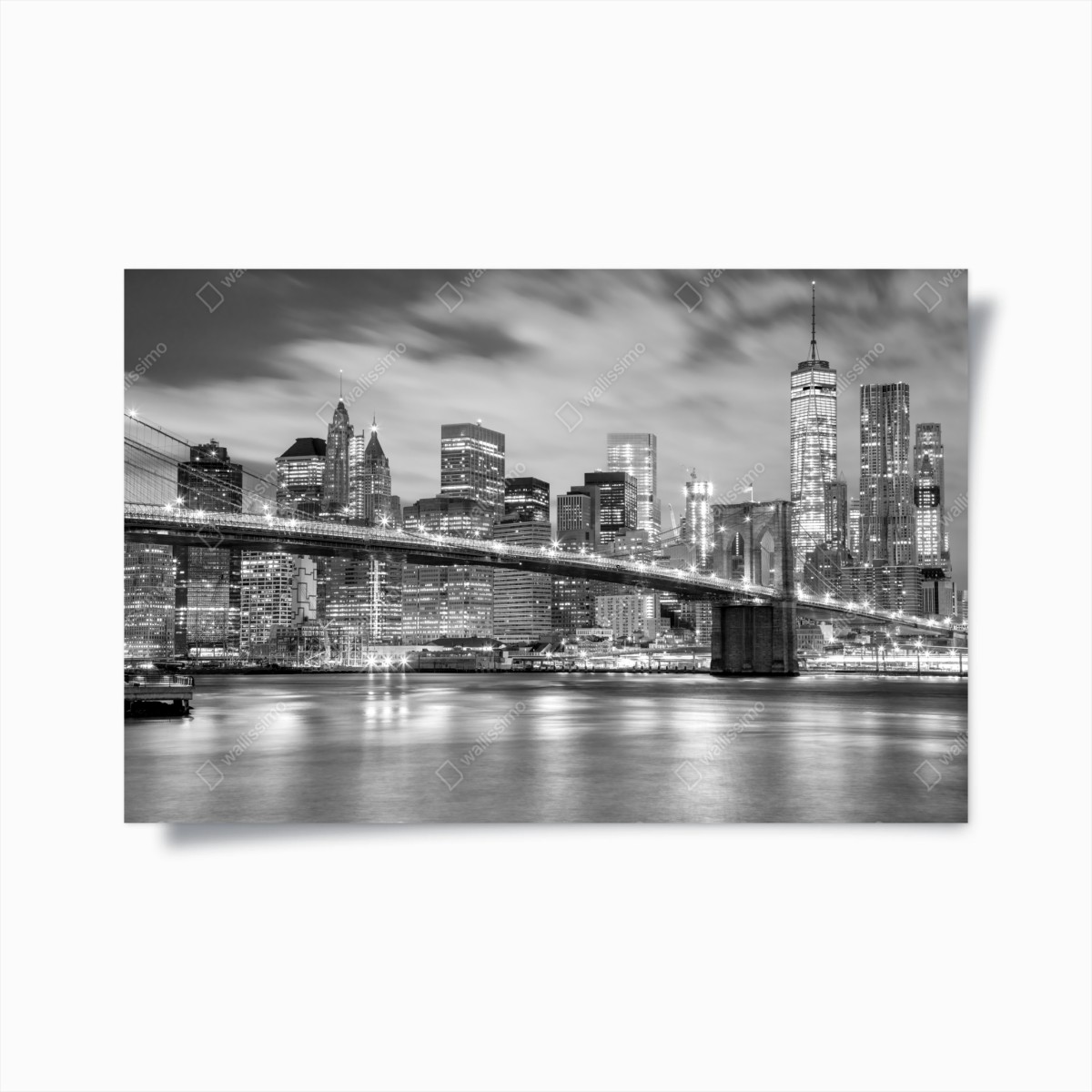 Poster schwarzweiß skyline von New York mit Brooklyn Bridge – Wallnifity®