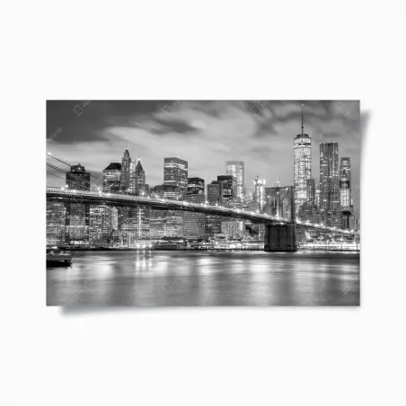 Poster schwarzweiß skyline von New York mit Brooklyn Bridge – Wallnifity®