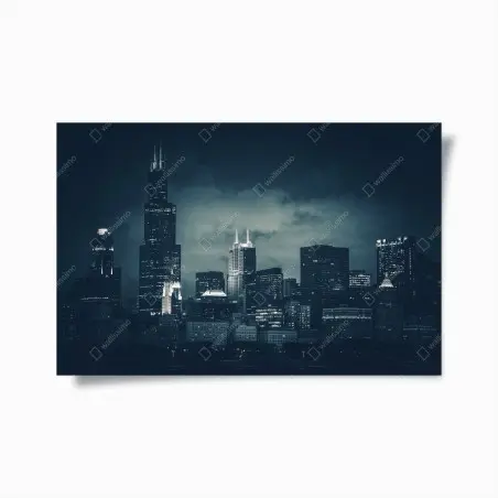 Poster Chicago skyline in tiefblauen tönen – Wallnifity®