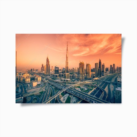 Poster Dubai skyline bei sonnenuntergang – Wallnifity®