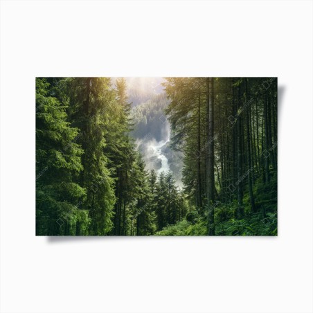 Poster Krimml wasserfall im üppigen alpinen wald – Wallnifity®