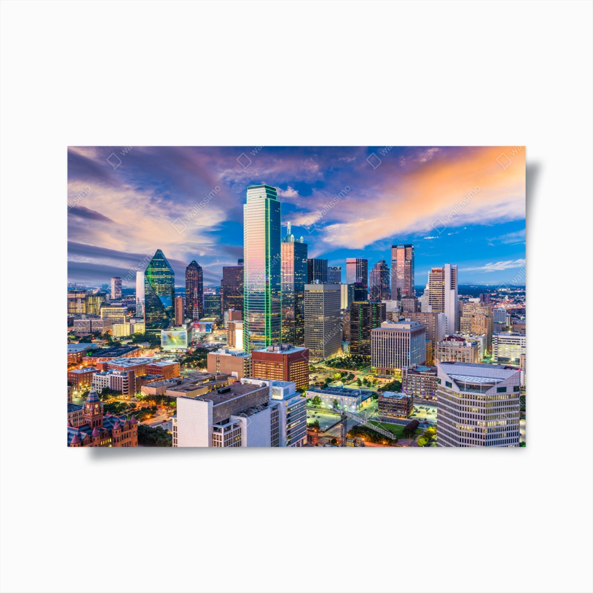 Poster Dallas skyline bei sonnenuntergang – Wallnifity®