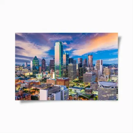 Poster Dallas skyline bei sonnenuntergang – Wallnifity®