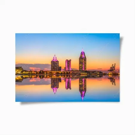 Poster panorama von Mobile bei sonnenuntergang – Wallnifity®