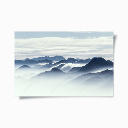Poster neblige bergschichten im morgenlicht – Wallnifity®