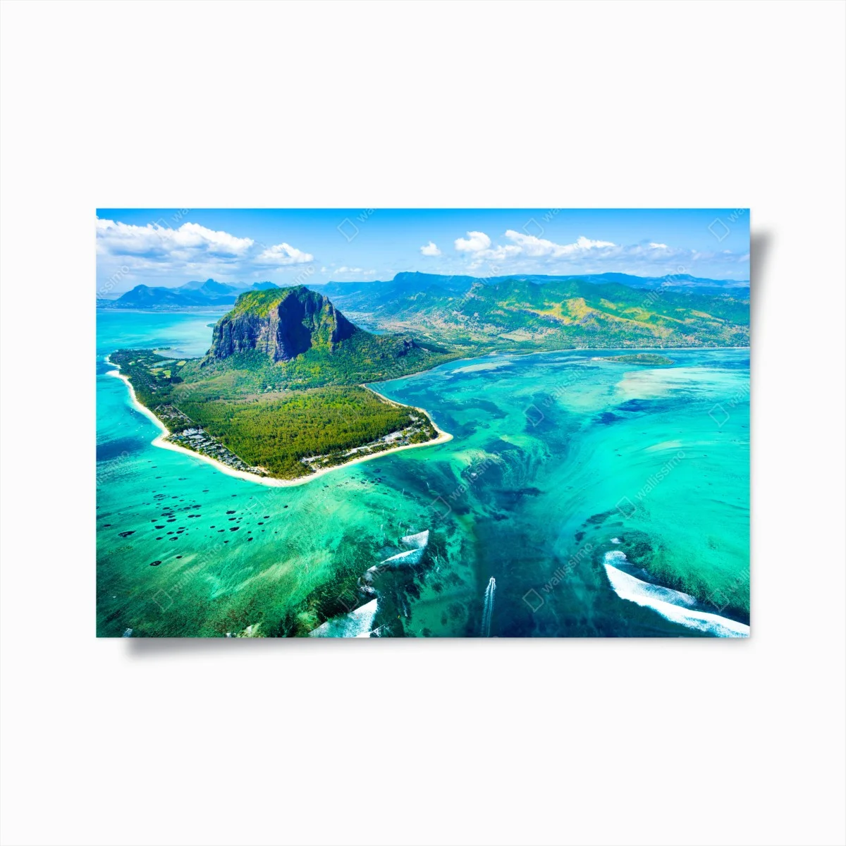 Poster türkisfarbene lagune aus der luft, Mauritius – Wallnifity® Poster türkisfarbene lagune aus der luft, Mauritius – Wallnifity®
