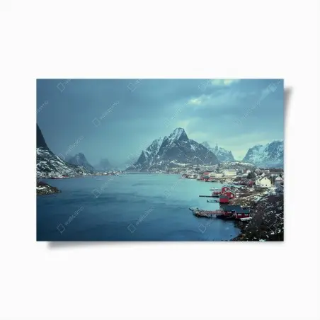 Poster Reine winterlicher fjord in den Lofoten – Wallnifity®