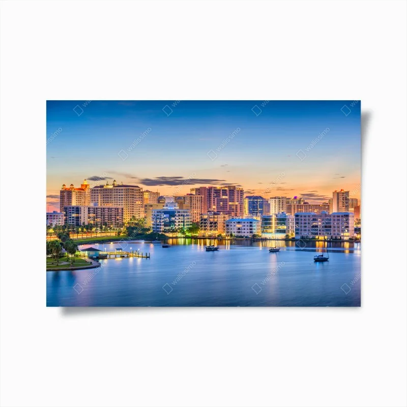 Poster Sarasota bei dämmerung über der bucht