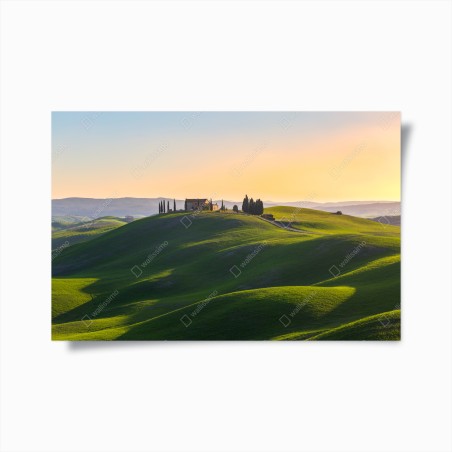 Poster bauernhaus auf grünen hügeln, Crete Senesi – Wallnifity®