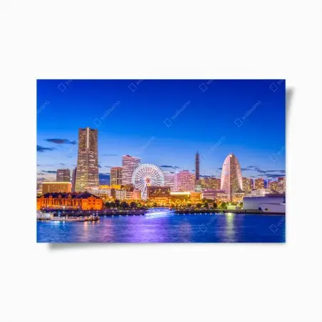 Poster Yokohama skyline bei dämmerung – Wallnifity®