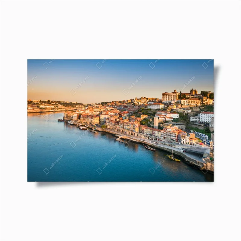 Poster sonnige Porto ufer-skyline im goldenen licht – Wallnifity®
