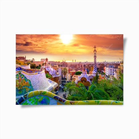 Poster sonnenuntergang über Park Güell in Barcelona – Wallnifity®