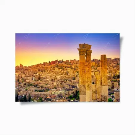 Poster goldene Amman skyline mit antiken säulen – Wallnifity®