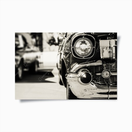 Poster vintage chrom klassisches auto nahaufnahme – Wallnifity®