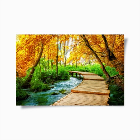 Poster goldener steg durch den wald bei Plitvicer Seen – Wallnifity®