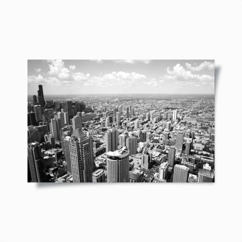 Poster Chicago skyline in graustufen
