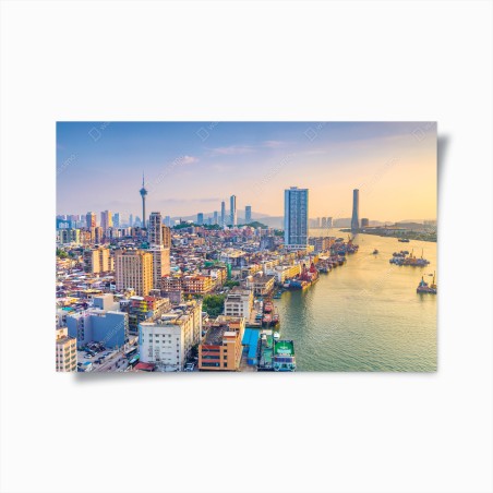 Poster Macau skyline bei sonnenuntergang – Wallnifity®