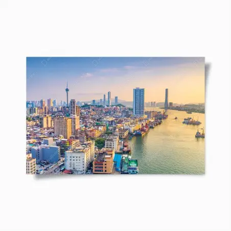 Poster Macau skyline bei sonnenuntergang – Wallnifity®