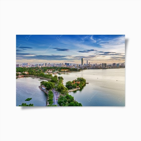 Poster ruhige städtische panorama am see – Wallnifity®