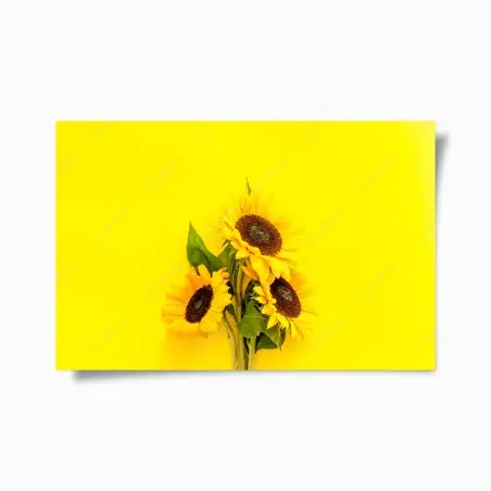 Poster leuchtender sonnenblumenstrauß auf gelbem hintergrund – Wallnifity®