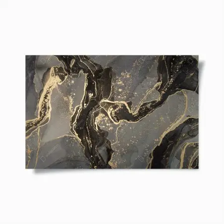 Poster luxuriöser schwarz-goldener marmor abstrakt – Wallnifity®