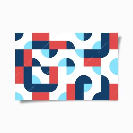Poster mutiges geometrisches muster in dunkelblau und koralle – Wallnifity®