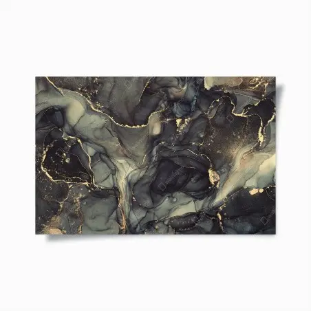 Poster luxuriöse abstrakte alkoholtinten-kunst mit goldenen adern – Wallnifity®