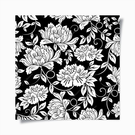 Poster monochromes blumenmuster – Wallnifity®