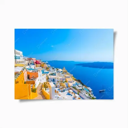 Poster sonnige ansicht der caldera von Santorini – Wallnifity®