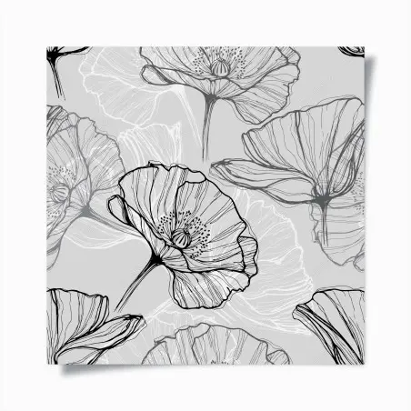 Poster zarter grauer mohn in linienzeichnung – Wallnifity®