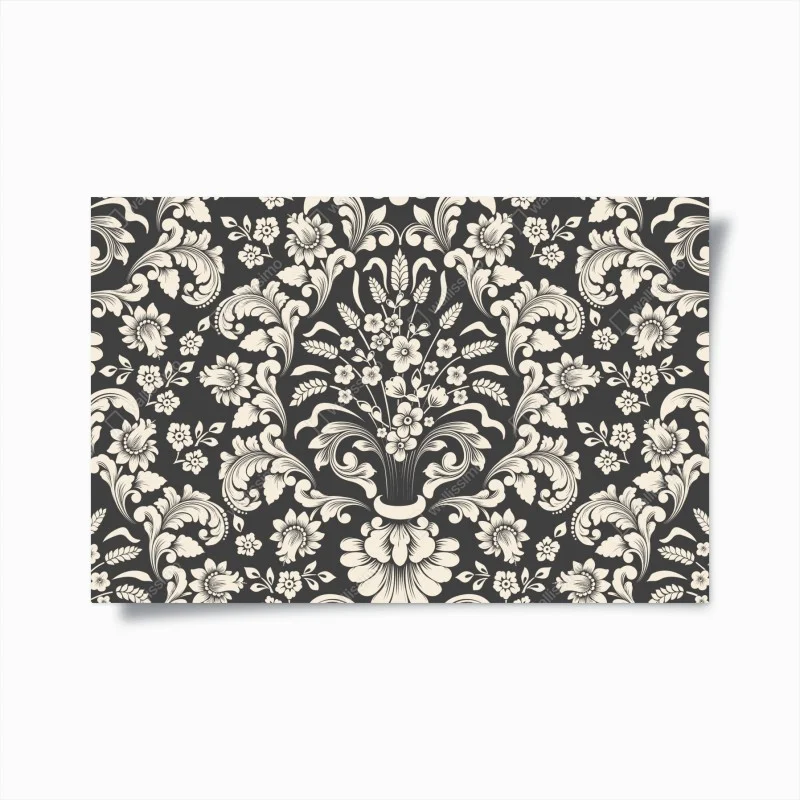 Poster vintage blumiges damastmuster – Wallnifity®