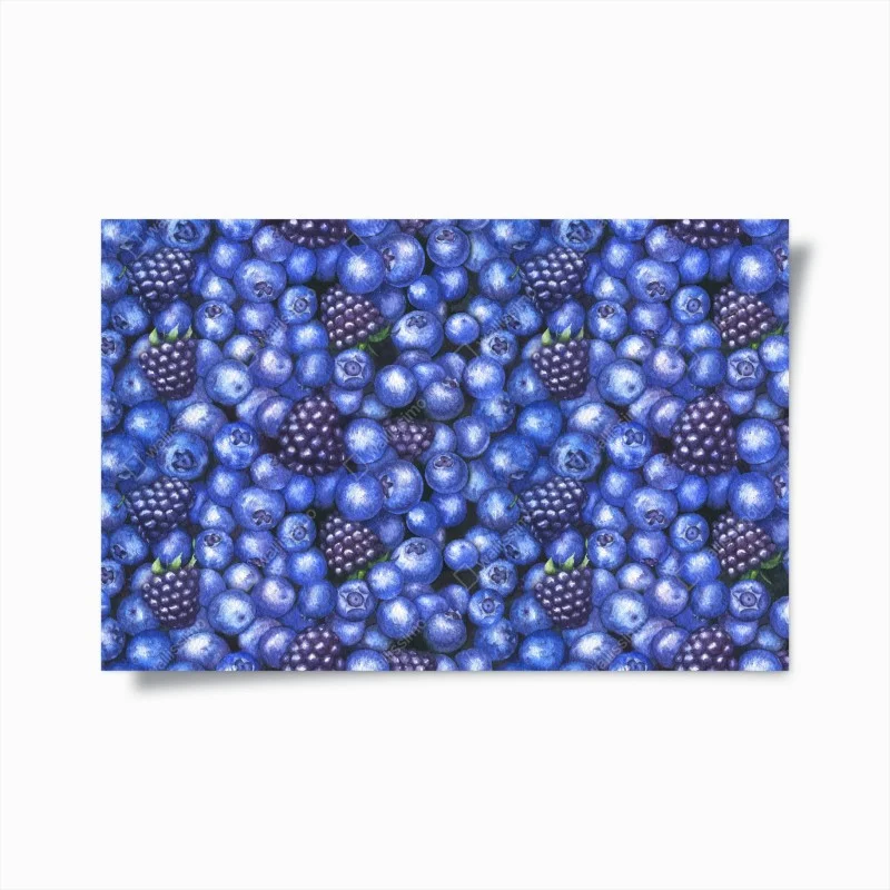 Poster aquarellmuster mit blaubeeren und brombeeren