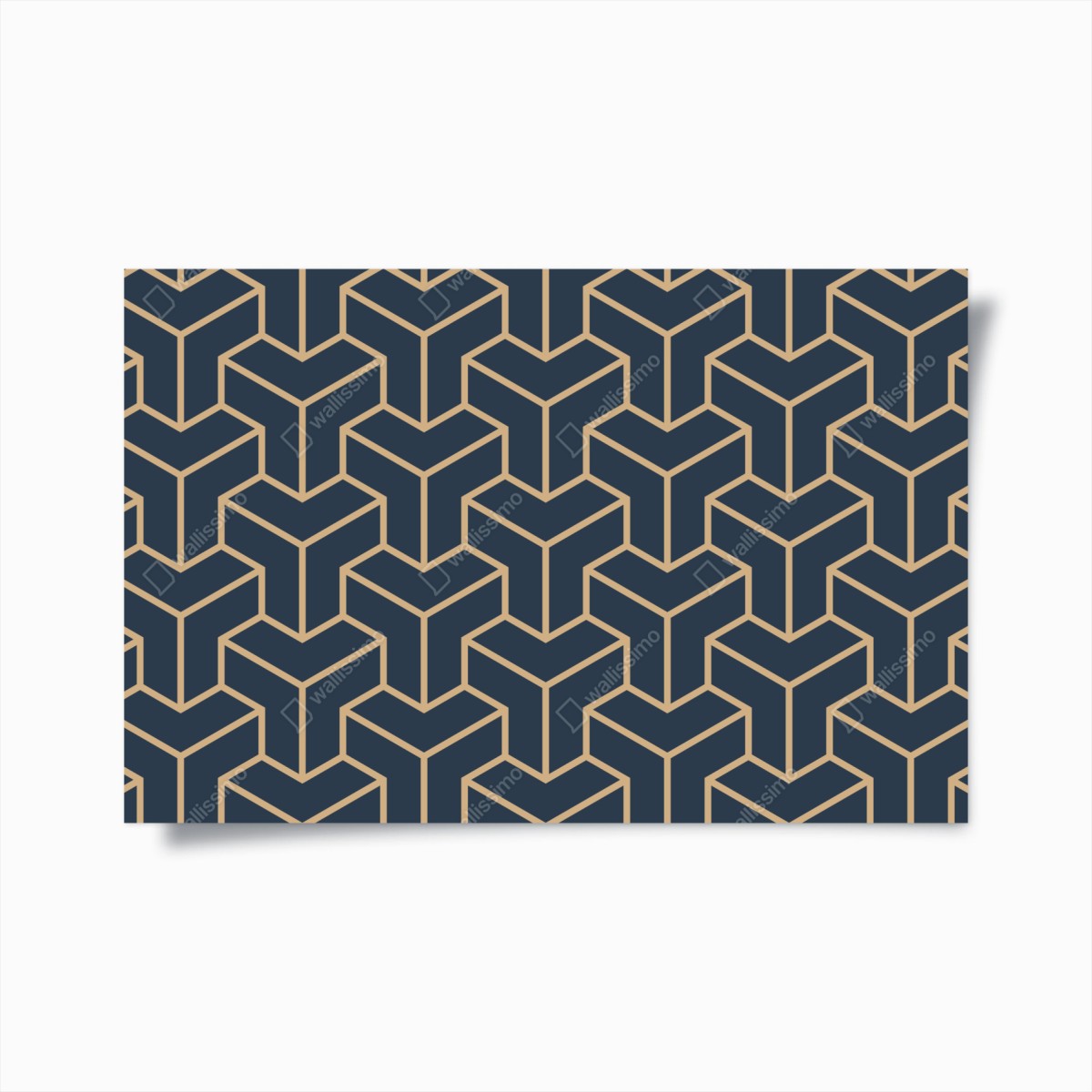 Poster marineblaues geometrisches würfelmuster – Wallnifity®