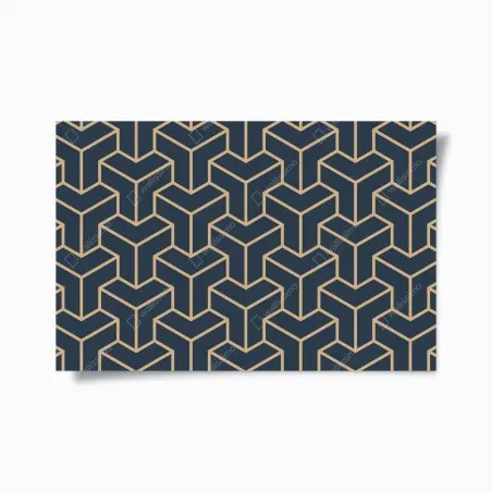 Poster marineblaues geometrisches würfelmuster – Wallnifity®
