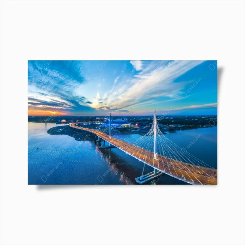Poster Sankt Petersburg brückenpanorama bei dämmerung