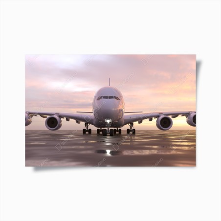 Poster jet auf der startbahn bei sonnenuntergang – Wallnifity®