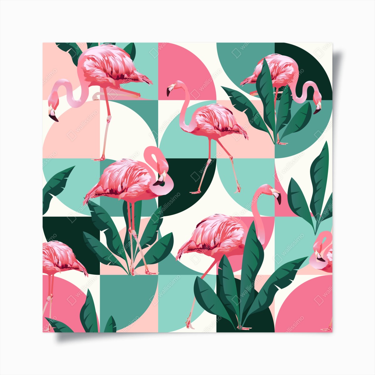 Poster verspieltes rosa flamingo-muster – Wallnifity®