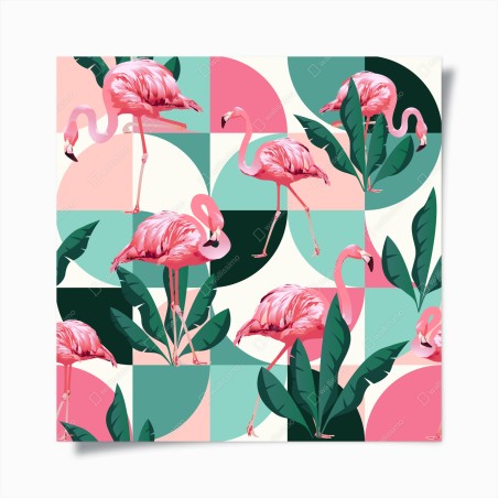 Poster verspieltes rosa flamingo-muster – Wallnifity®