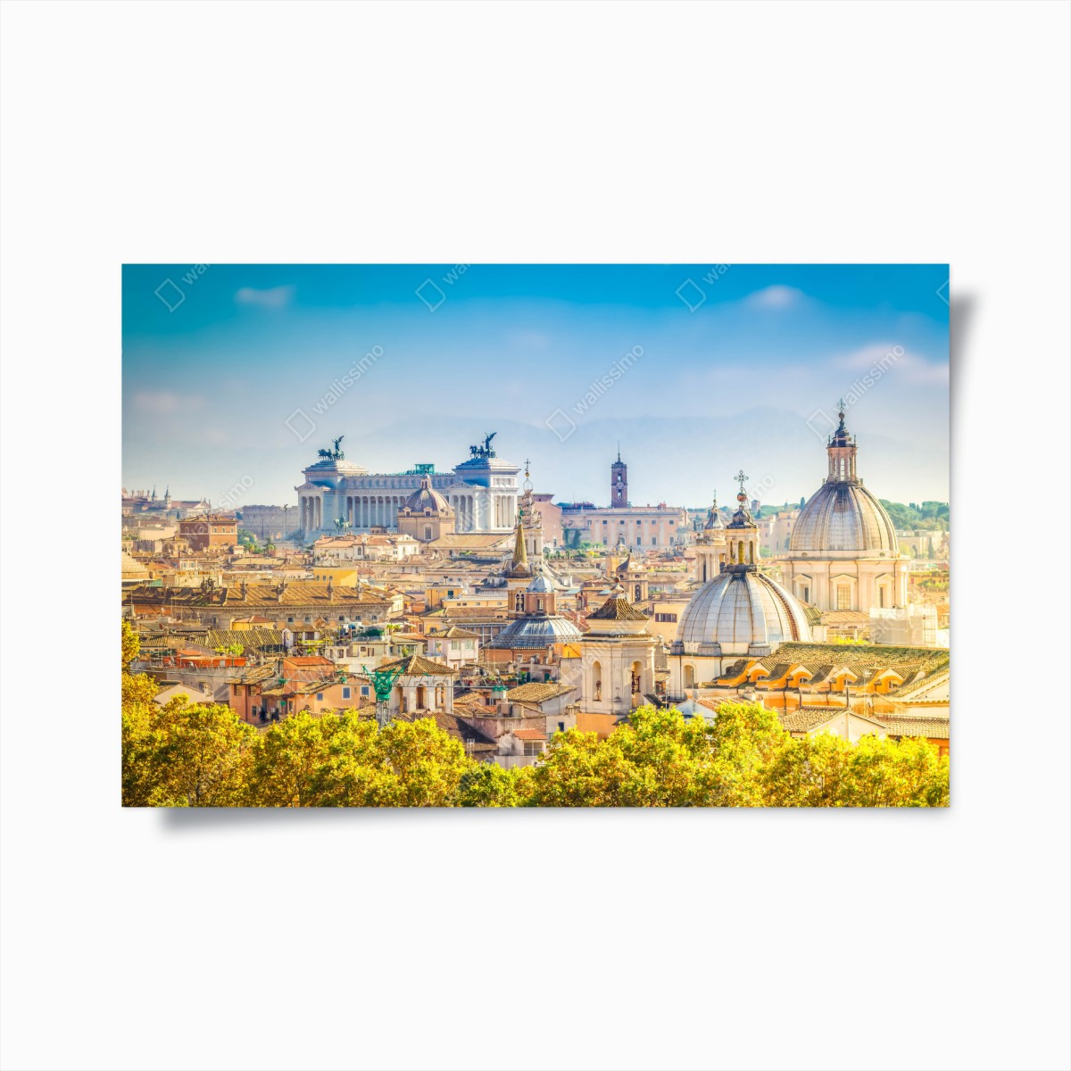 Poster sonnige skyline von Rom mit kuppeln – Wallnifity®